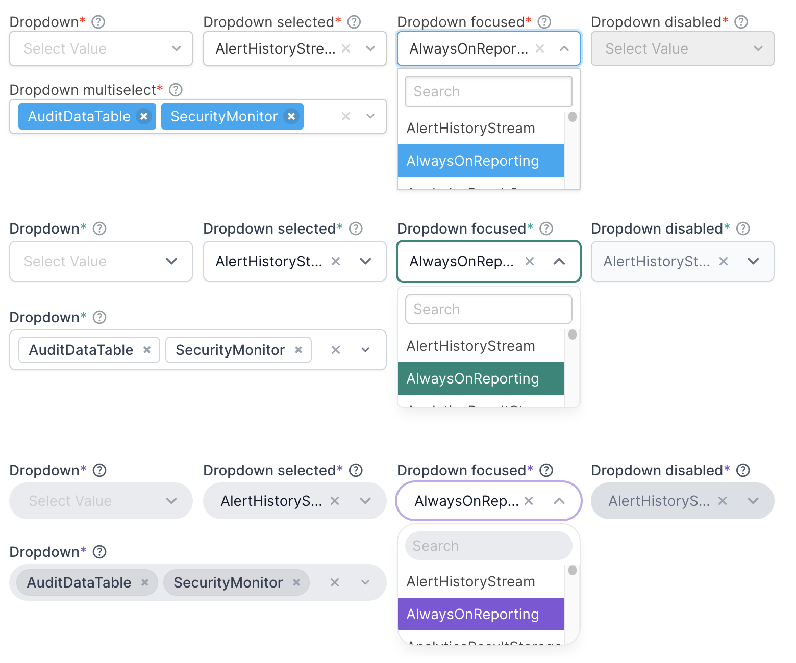 Dropdown examples